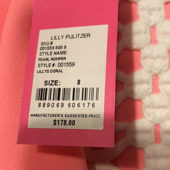 Lilly Pulitzer Pearl Romper Sz 8 - Picture 3 of 4